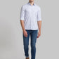 Men Blue Slim Fit Print Bamboo Microfiber Blend Full Sleeve Shirts