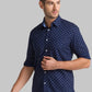 Men Blue Slim Fit Print Cotton Full Sleeve Shirts