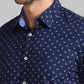 Men Blue Slim Fit Print Cotton Full Sleeve Shirts
