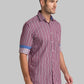 Men Red Slim Fit Stripe Cotton Full Sleeve Shirts