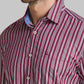 Men Red Slim Fit Stripe Cotton Full Sleeve Shirts