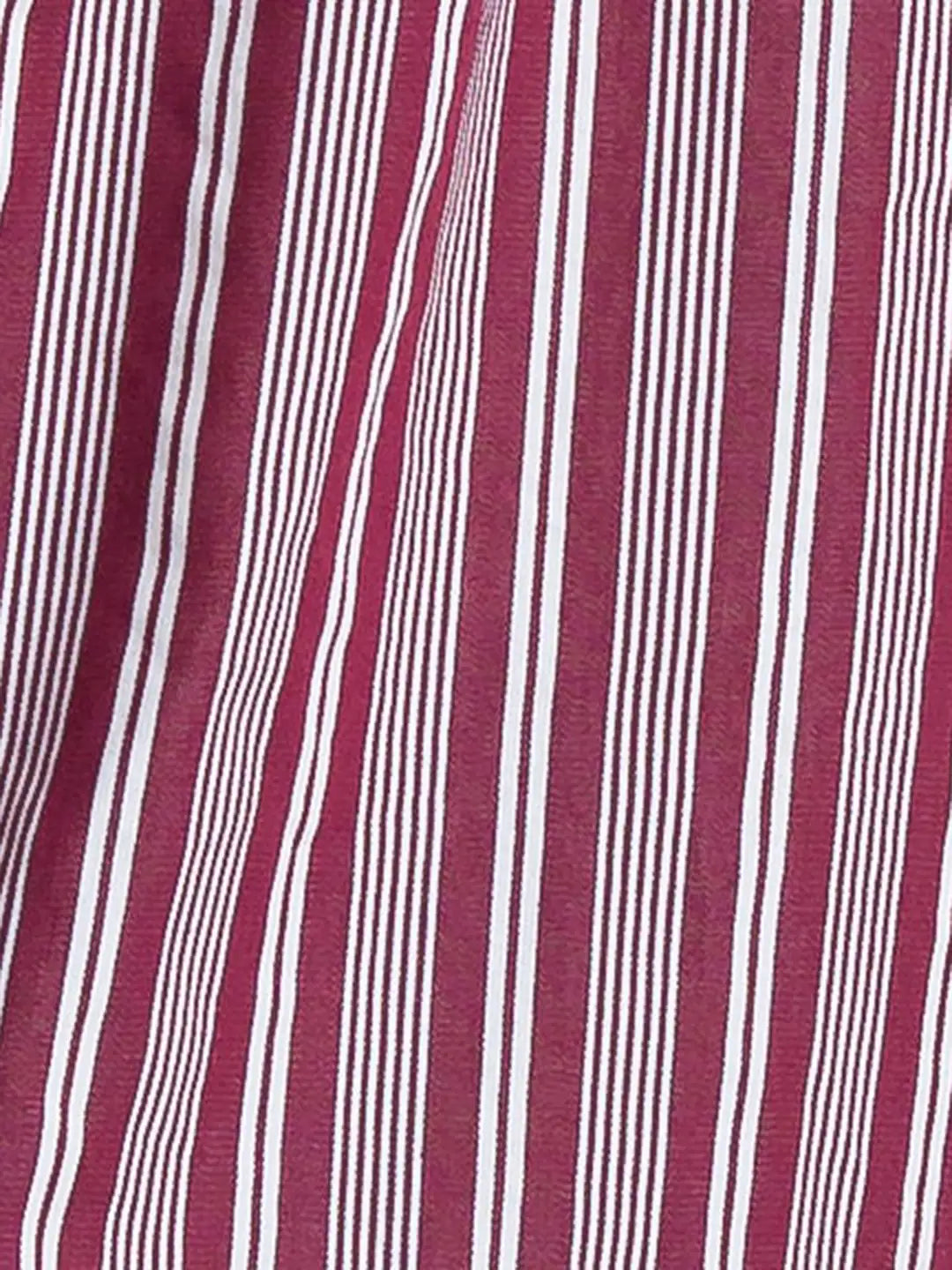 Men Red Slim Fit Stripe Cotton Full Sleeve Shirts
