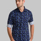 Men Blue Slim Fit Print Cotton Full Sleeve Shirts