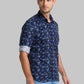 Men Blue Slim Fit Print Cotton Full Sleeve Shirts