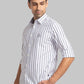 Men White Slim Fit Checks Cotton Full Sleeve Shirts
