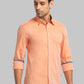 Men Orange Slim Fit Solid Cotton Full Sleeve Shirts