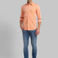 Men Orange Slim Fit Solid Cotton Full Sleeve Shirts