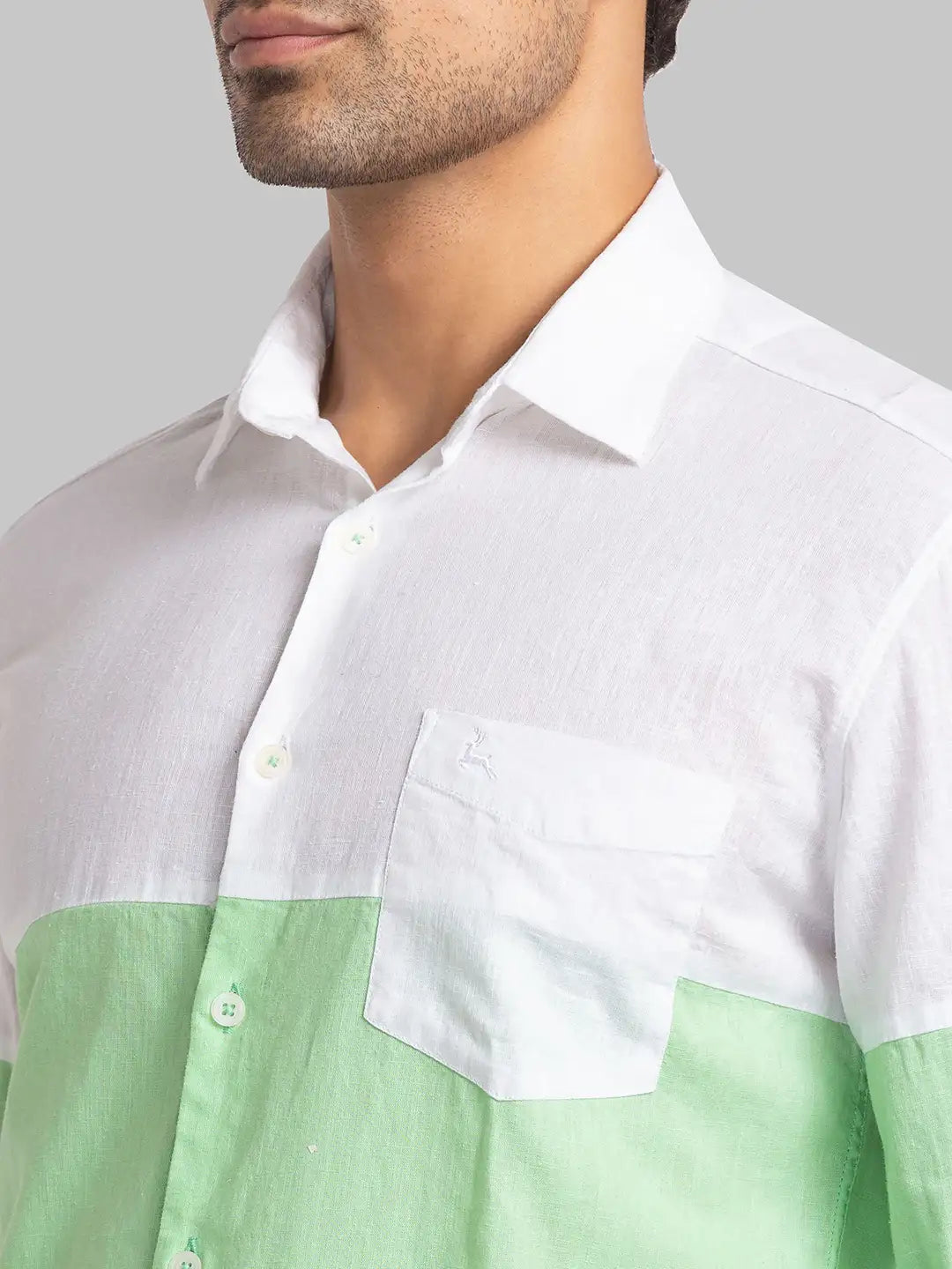 Men Green Slim Fit Solid Cotton Blend Full Sleeve Shirts