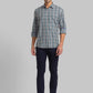 Men Grey Slim Fit Checks Cotton Full Sleeve Shirts