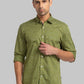 Men Green Slim Fit Print Cotton Full Sleeve Shirts