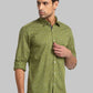 Men Green Slim Fit Print Cotton Full Sleeve Shirts