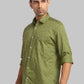 Men Green Slim Fit Print Cotton Full Sleeve Shirts