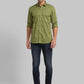 Men Green Slim Fit Print Cotton Full Sleeve Shirts