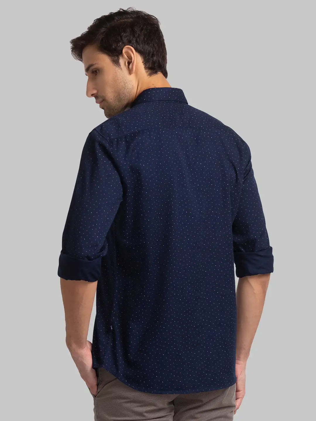 Men Blue Slim Fit Print Cotton Full Sleeve Shirts