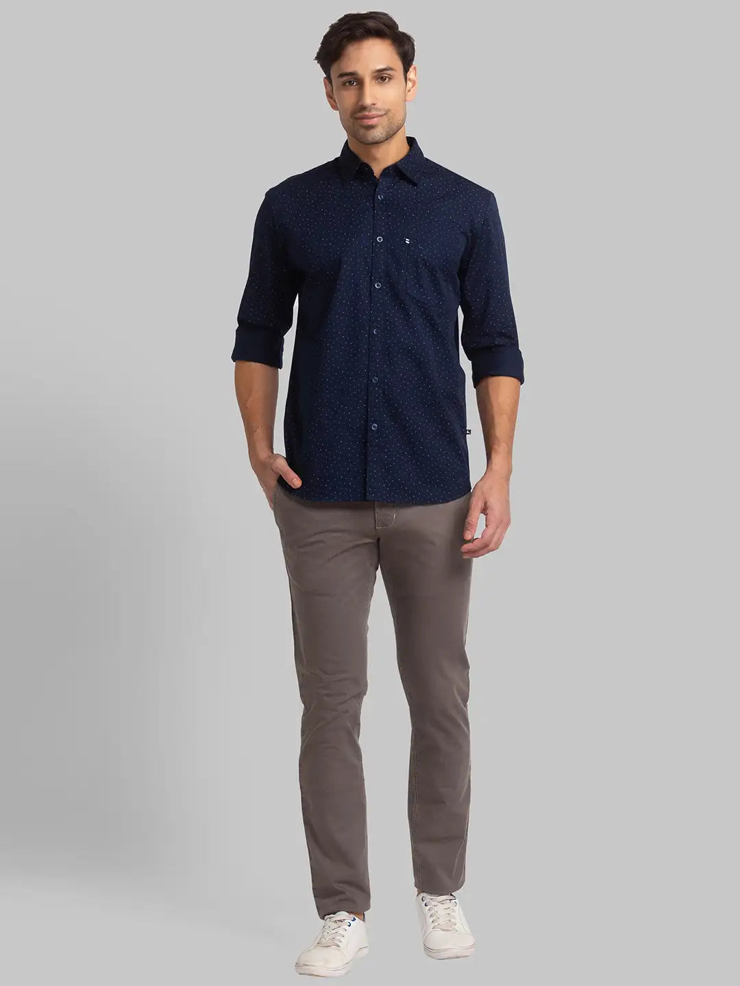 Men Blue Slim Fit Print Cotton Full Sleeve Shirts