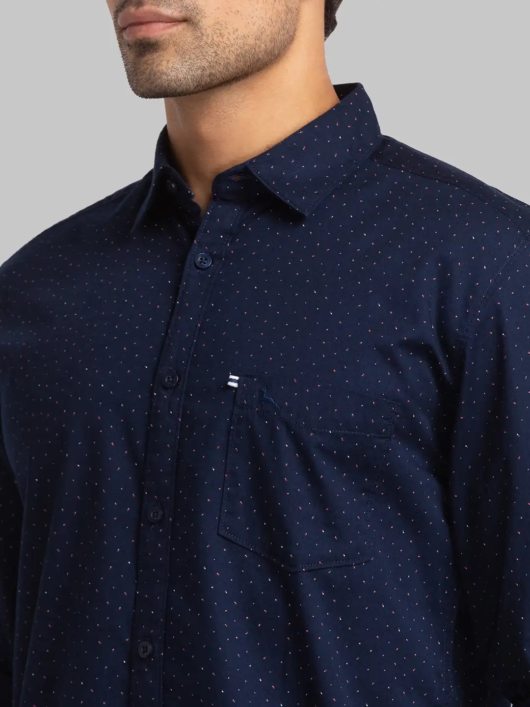 Men Blue Slim Fit Print Cotton Full Sleeve Shirts
