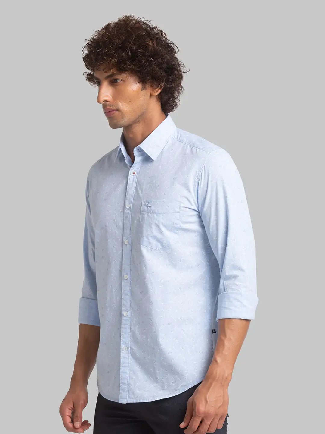 Men Blue Slim Fit Print Cotton Full Sleeve Shirts
