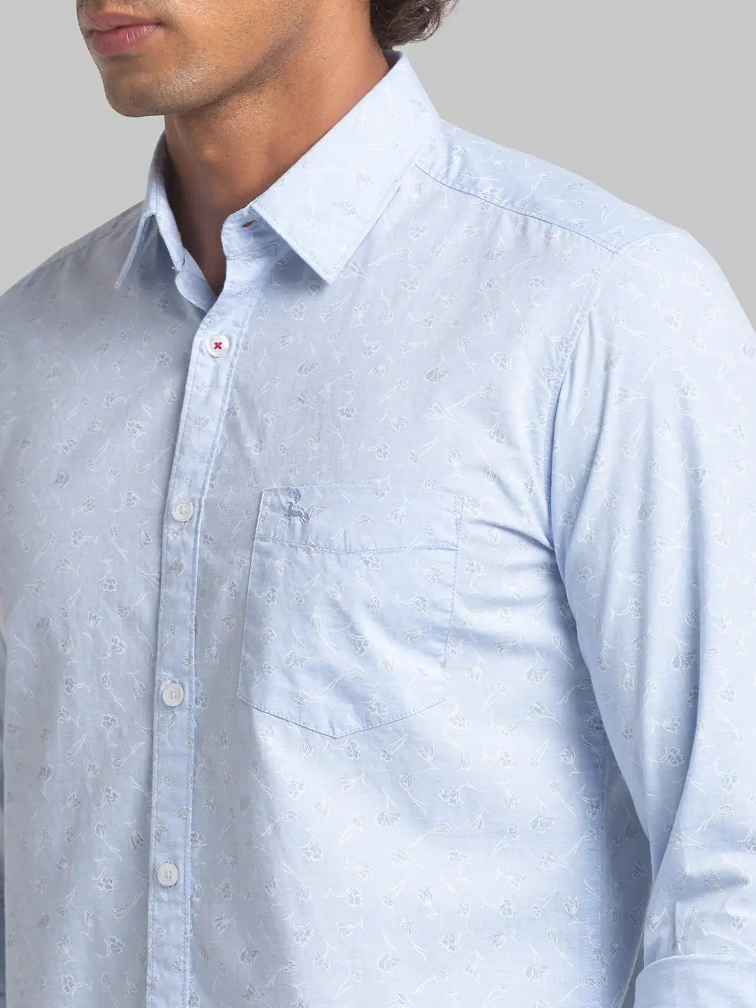 Men Blue Slim Fit Print Cotton Full Sleeve Shirts