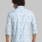 Parx Men Blue Printed Slim Fit Cotton Full Sleeve Cut Away Collar Shirt