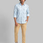 Parx Men Blue Printed Slim Fit Cotton Full Sleeve Cut Away Collar Shirt