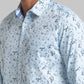 Parx Men Blue Printed Slim Fit Cotton Full Sleeve Cut Away Collar Shirt