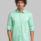Parx Men Green Print Slim Fit Cotton Full Sleeve Cutaway Collar Shirt