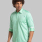 Parx Men Green Print Slim Fit Cotton Full Sleeve Cutaway Collar Shirt