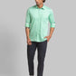 Parx Men Green Print Slim Fit Cotton Full Sleeve Cutaway Collar Shirt