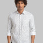Men White Slim Fit Print Cotton Full Sleeve Shirts