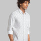 Men White Slim Fit Print Cotton Full Sleeve Shirts