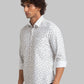 Men White Slim Fit Print Cotton Full Sleeve Shirts