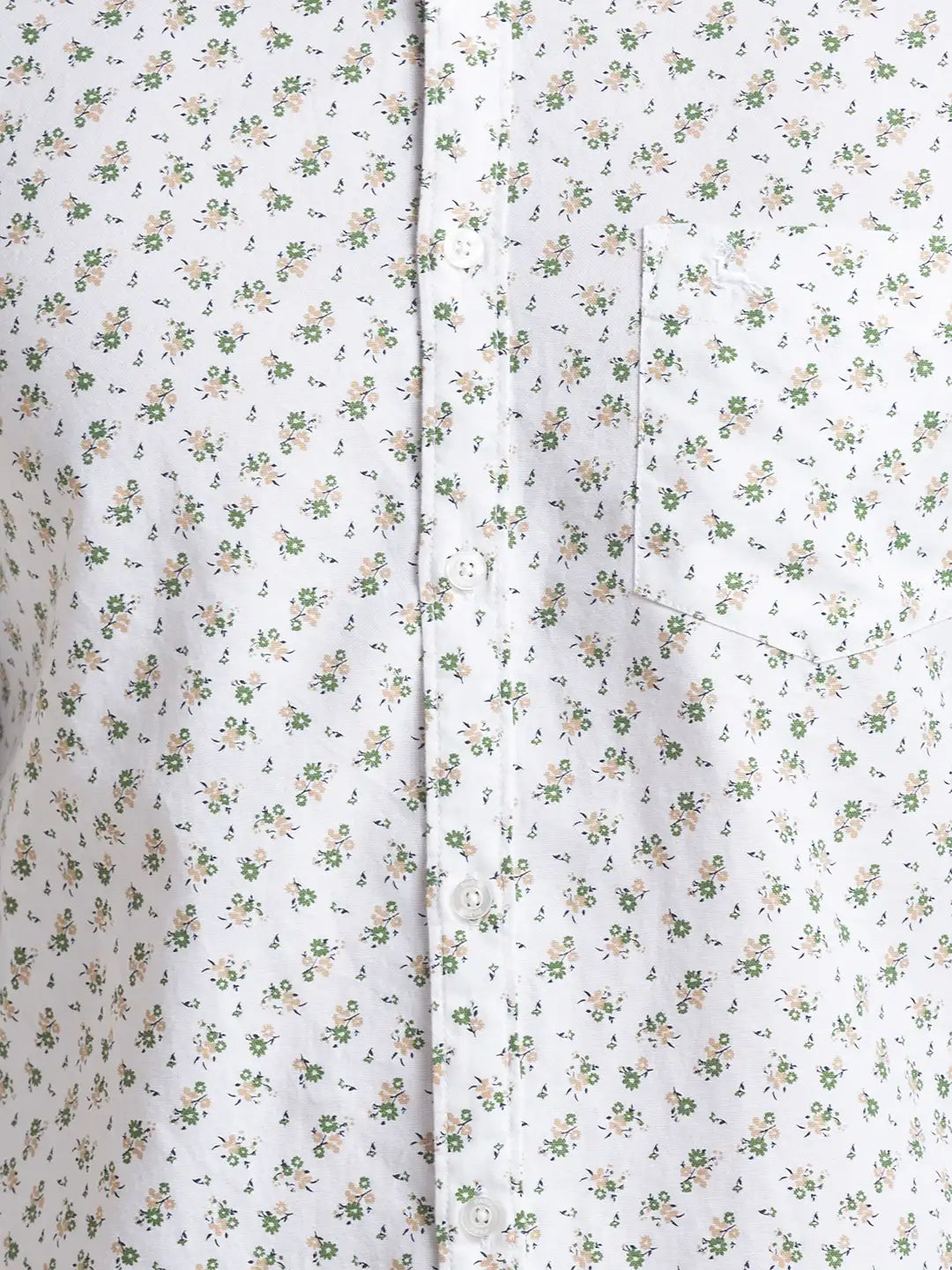 Men White Slim Fit Print Cotton Full Sleeve Shirts