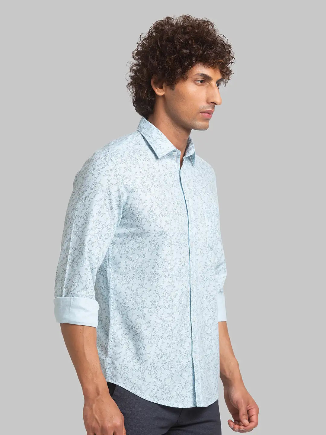 Men Blue Slim Fit Print Cotton Full Sleeve Shirts
