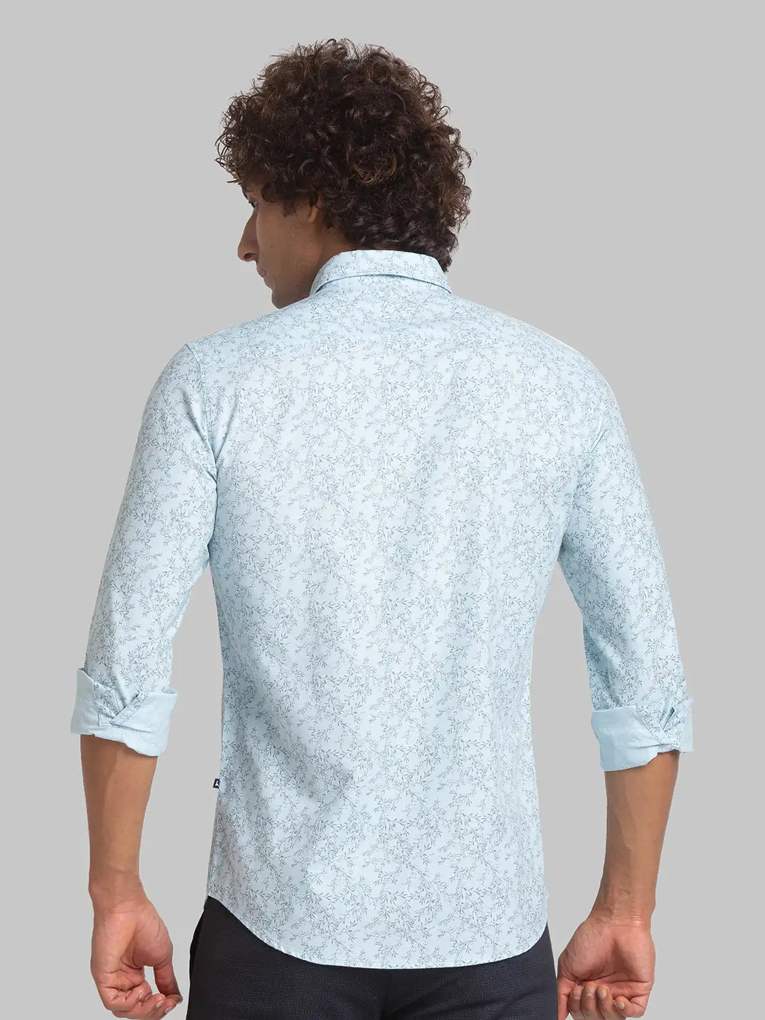 Men Blue Slim Fit Print Cotton Full Sleeve Shirts