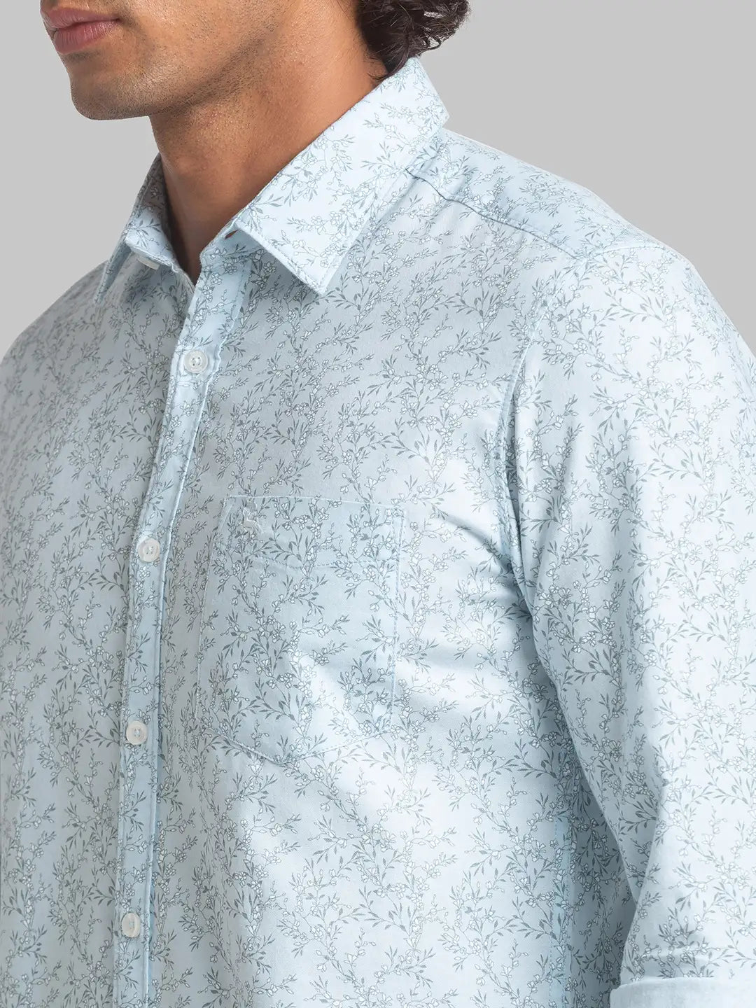 Men Blue Slim Fit Print Cotton Full Sleeve Shirts
