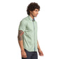 Men Green Slim Fit Print Cotton Half Sleeve Shirts