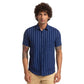 Men Blue Slim Fit Stripe Cotton Half Sleeve Shirts