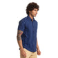 Men Blue Slim Fit Stripe Cotton Half Sleeve Shirts