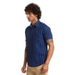 Men Blue Slim Fit Stripe Cotton Half Sleeve Shirts