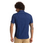 Men Blue Slim Fit Stripe Cotton Half Sleeve Shirts
