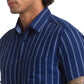 Men Blue Slim Fit Stripe Cotton Half Sleeve Shirts