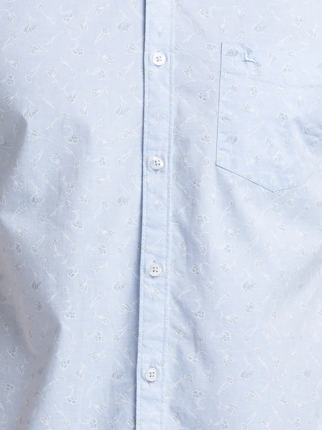 Men Blue Slim Fit Print Cotton Half Sleeve Shirts