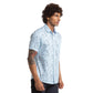 Men Blue Slim Fit Print Cotton Half Sleeve Shirts