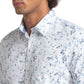 Men White Slim Fit Print Cotton Half Sleeve Shirts