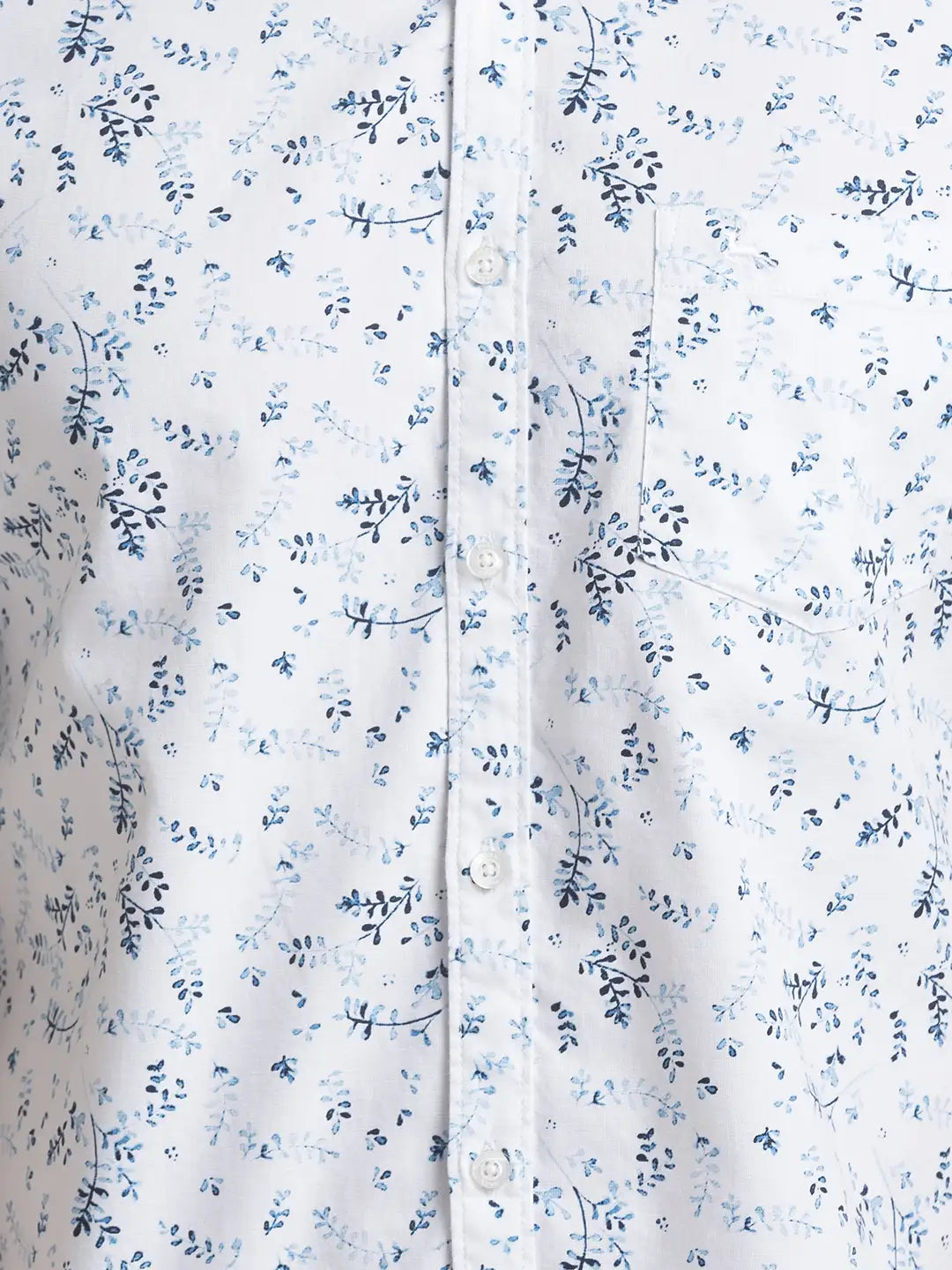 Men White Slim Fit Print Cotton Half Sleeve Shirts