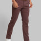 Men Brown Low Rise Tapered Fit Solid Cotton Blend Trouser