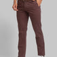 Men Brown Low Rise Tapered Fit Solid Cotton Blend Trouser