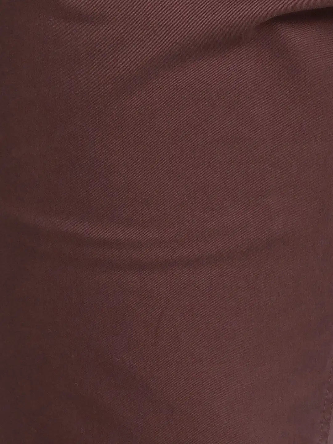 Men Brown Low Rise Tapered Fit Solid Cotton Blend Trouser