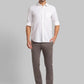 Men Grey Low Rise Tapered Fit Print Cotton Blend Trouser