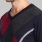 Men Blue Intarsia Acrylic Blend Full Sleeve Sweaters